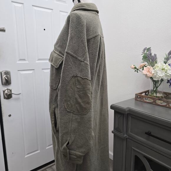 Free People We The Free Long Sherpa Shacket Coat Jacket Medium Oversized NWT - Picture 3 of 11